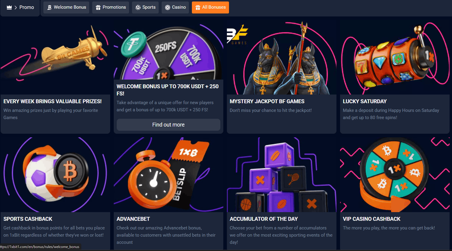 1xBit Casino Welkomstbonus – Tot 7 BTC + 250 Gratis Spins