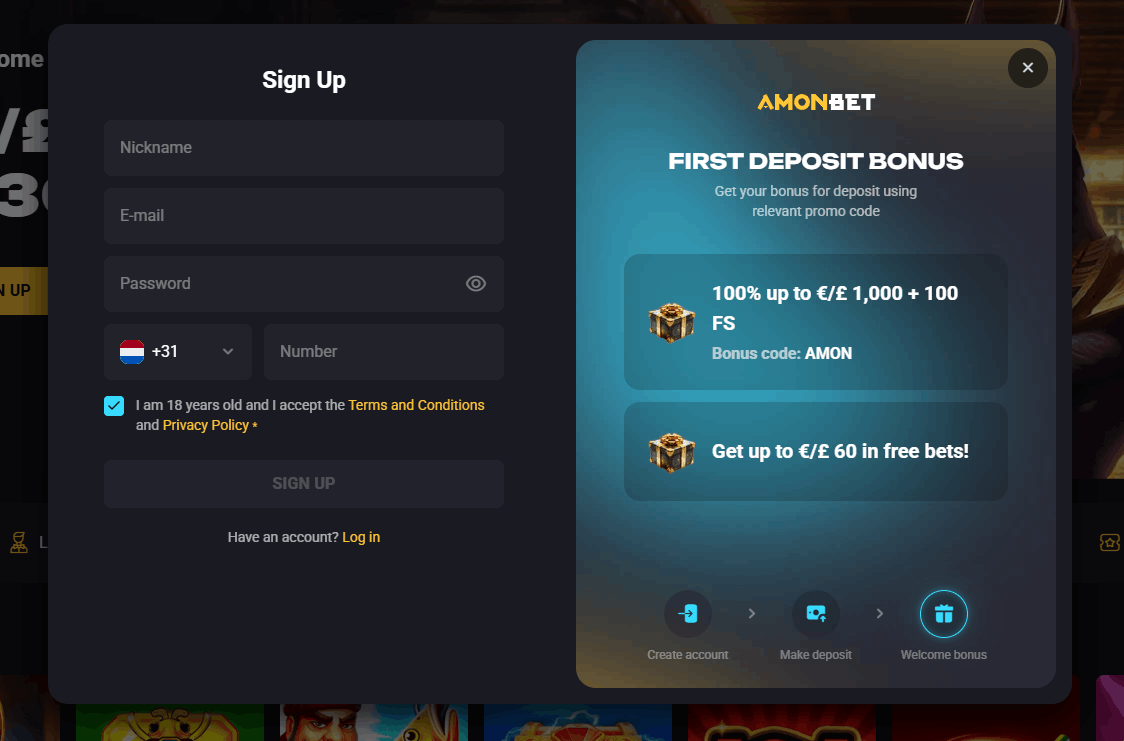 Hoe Registreer je bij AmonBet Casino – Stap voor Stap