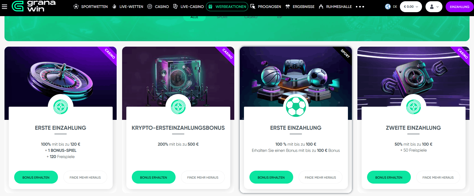 Granawin Casino Welkomstbonus – 150% tot €250 + 170 Gratis Spins